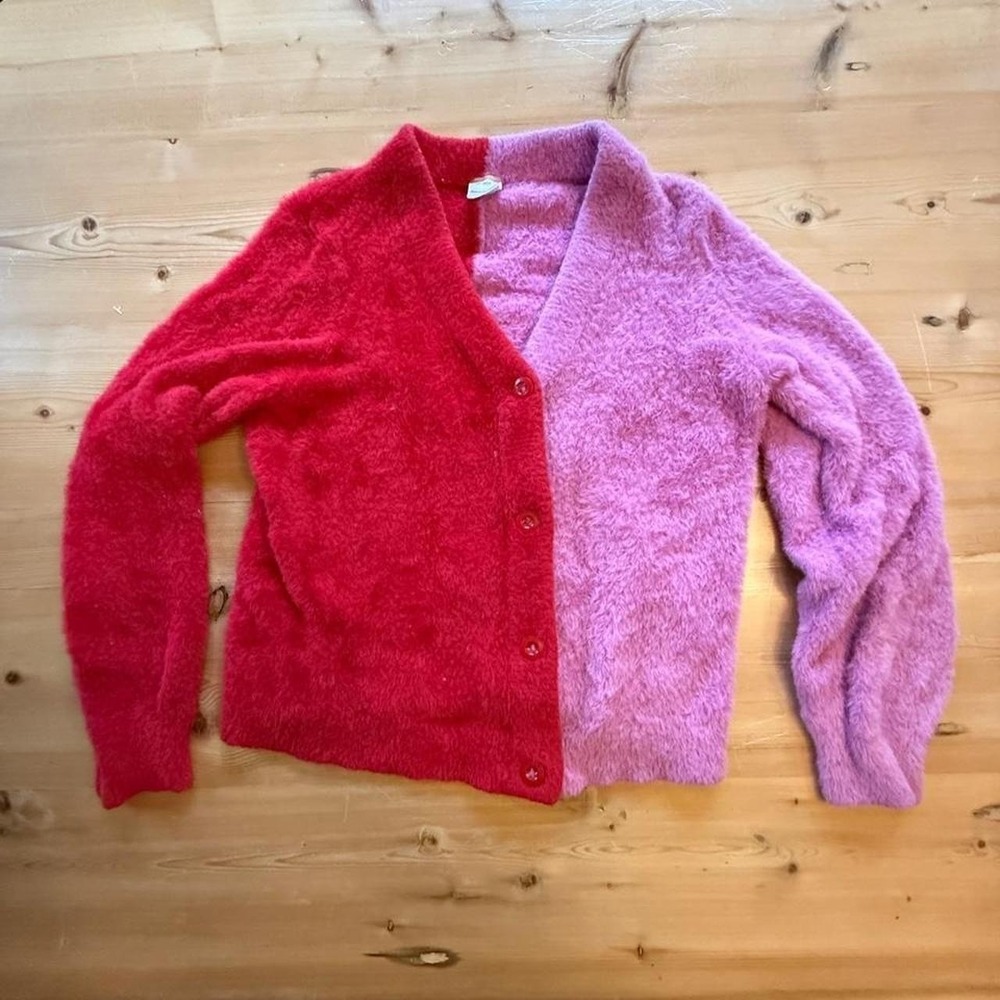 Cutie Hanna Andersson red/pink color-blocked cardigan in a US 12 Kids